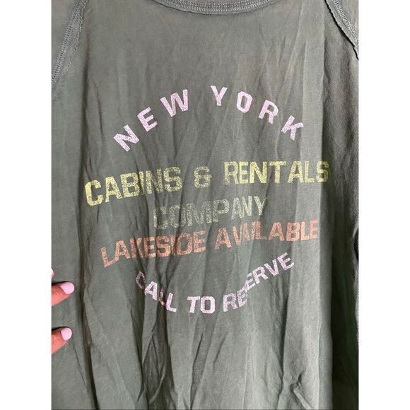 Aerie Green Crewneck NewYork Cabin Rentals Company Lake Long Sleeve XL NWOT - Picture 4 of 7